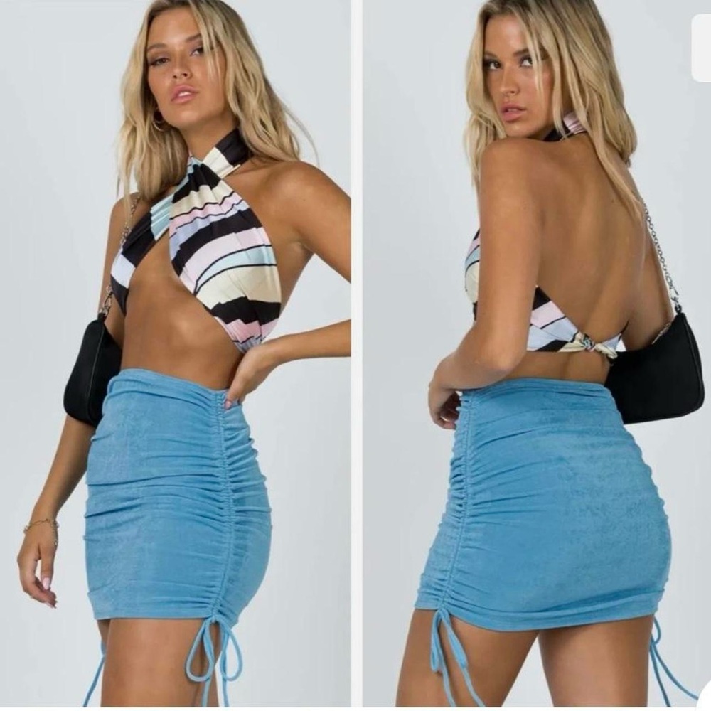 Princess Polly Blue Scrunch Mini Skirt